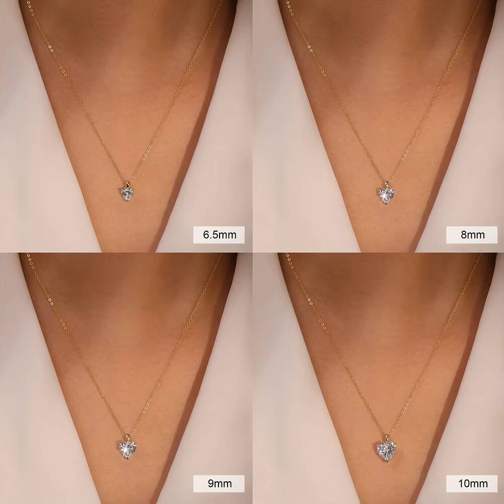 SMON08 RINNTIN Forever Love Heart Pendant Necklaces for Women 1-4 Heartshape Moissanite Sterling Silver Pendant Jewelry
