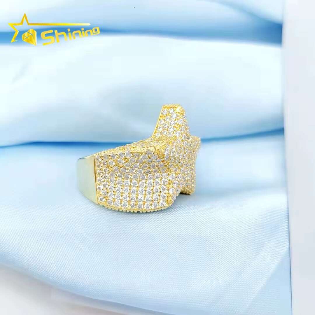 Fine Jewelry Silver Men Rings Silver 925 Vvs Moissanite Iced Out Lab Diamond Hip Hop Jewelry Men Star Ring