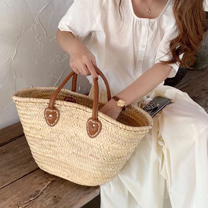 Beach For Summer Women Straw Bag Big Travel Raffia Hand Bags Tote Wicker Handmade Handbag Fashion Rattan Carrycot 2023