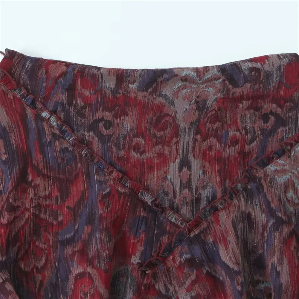 UNIZERA Womens Metallic Line Printed Mini Skirt Layered Decoration Spring/Summer Casual Womens Wear 250402