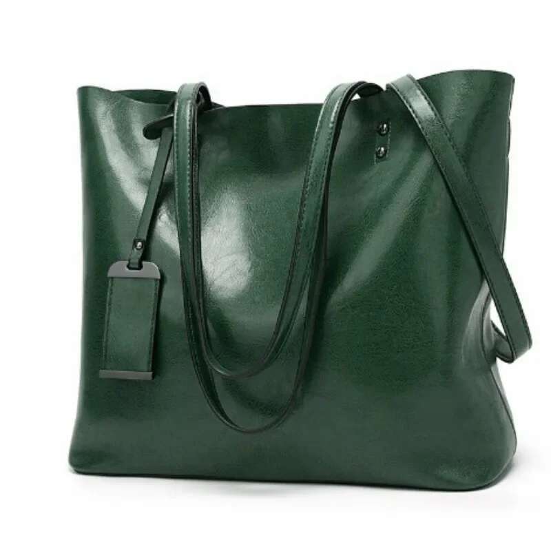 Wa Bucket Bag Simple Double Strap Handbag Fashion Women Handbags Crossbody Bags Leather Shopper Purses