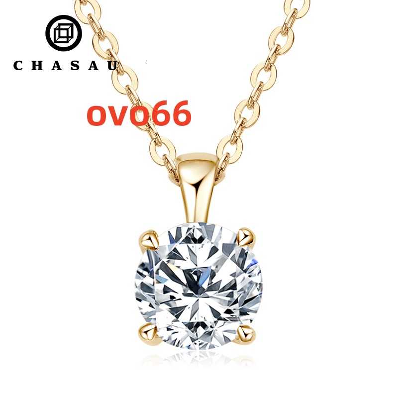1ct 2ct 3ct D Moissanite Solitaire Drop Necklaces Gold Plated Pendant Original Real 925 Silver Chain Jewelry for Women