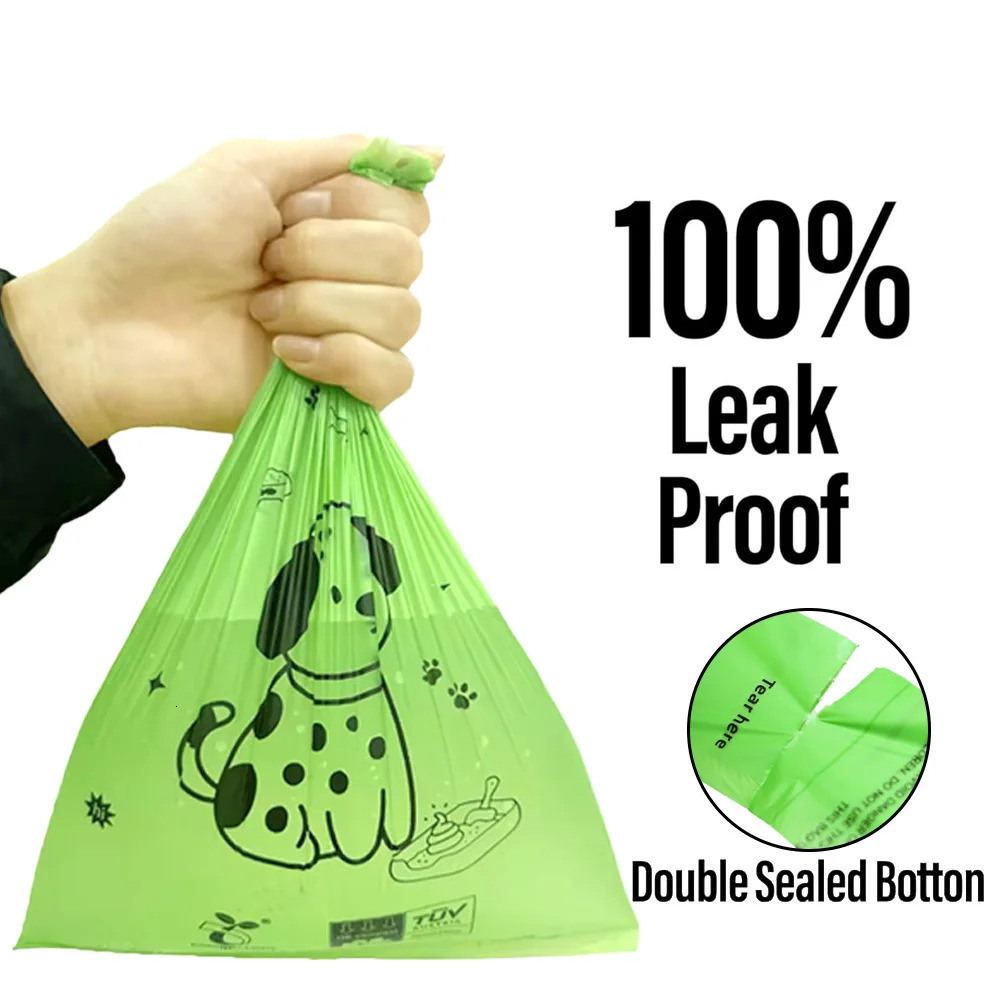 Certified fully biodegradable dog manure bag thick leak anti-corrosion corn starch pet manure bag dispenser 250403