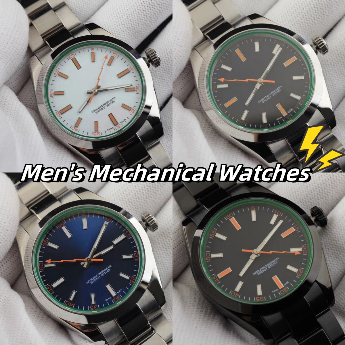 watch designer watches Luxury Men's Lightning Series Automatic Mechanical Watch 41mm Full Stainless Steel Watch Sapphire movement watches