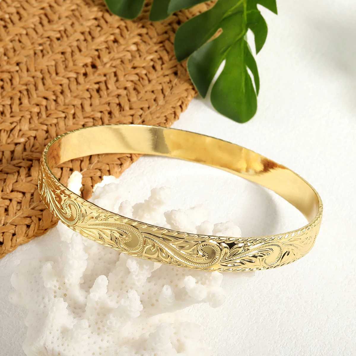 HAWaiian Tribal Bangle Bracelet 14k Gold Plated Copper Samoan Bohemia Polynesian Aloha Tonga Women JewelryXJ251105