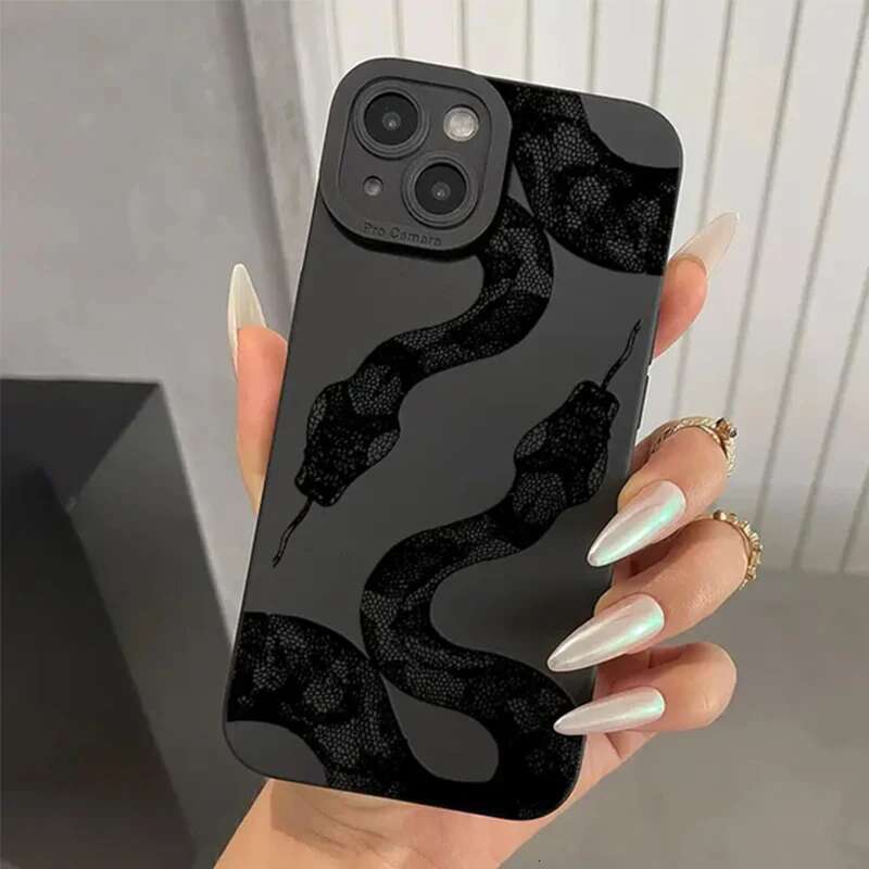 Cute Doodle Funny Snake Phone Case for iPhone 16 13 12 11 Pro Max 8 7 14 15 Plus 16E SE2 XS XR X Matte Soft Cover
