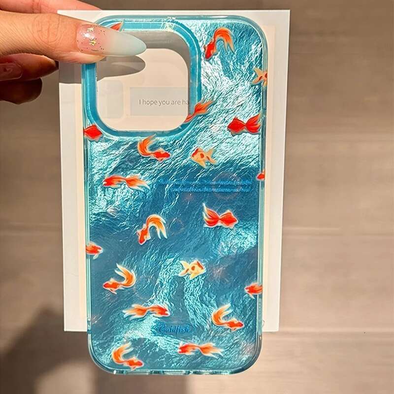 Korean Red Carp Vortex Pattern Phone Case For iPhone 11 12 13 14 15 16 Pro Max XS XR X 7 8 Plus Silicone Soft Cover