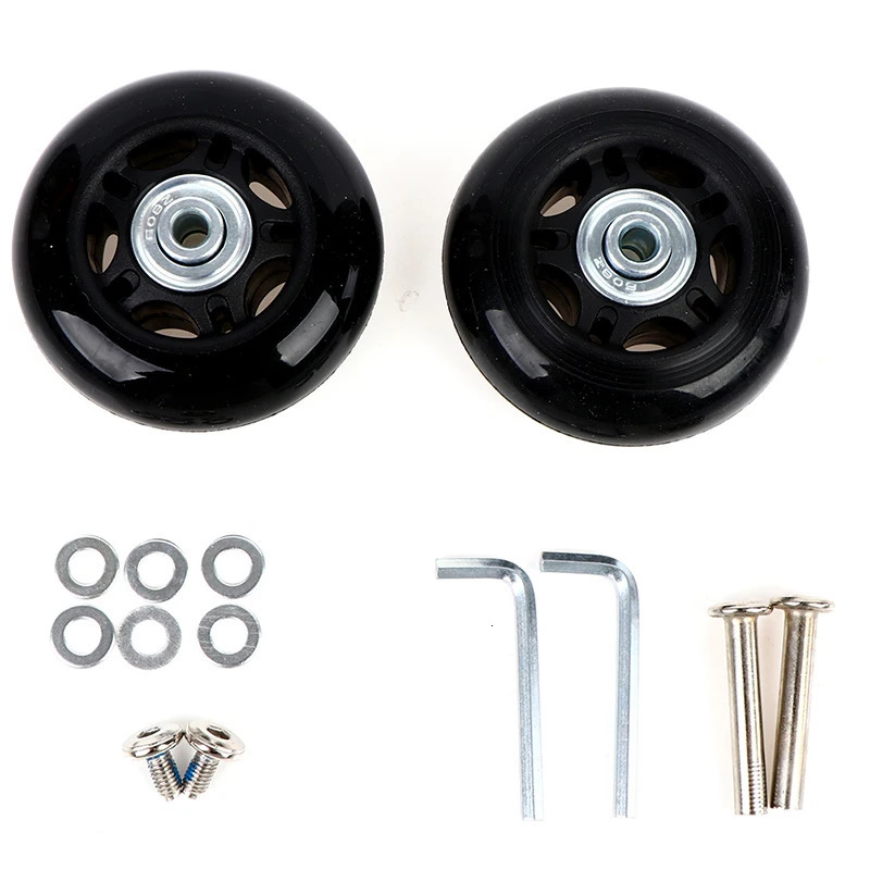 2pcSet OD 68mm Black Luggage Suitcase Replacement Wheels Suitcase Repair Axles Deluxe Black With Screw Tool DIY 251031