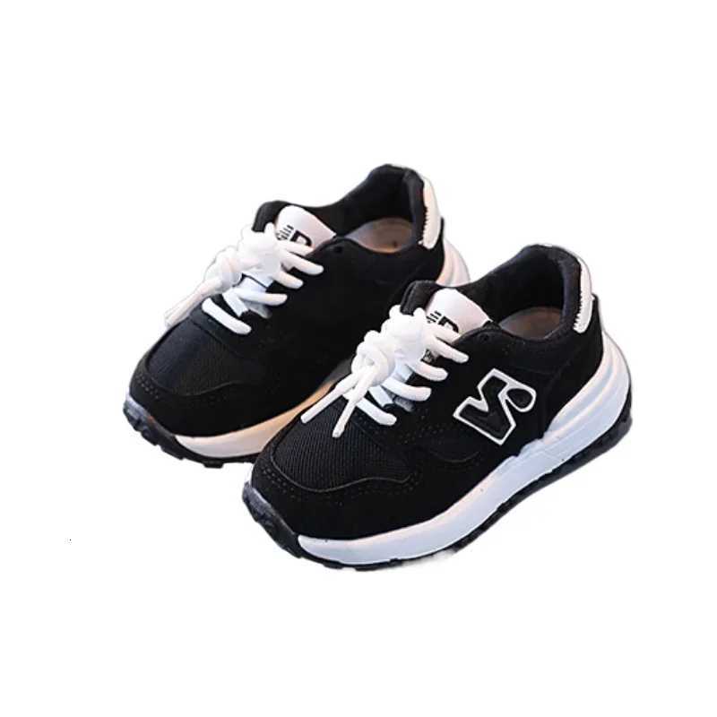 Mesh Breathable Childrens Sports Shoes Lace Up Non Slip Round Toe Outdoor Casual Soft Thick Sole Shoes Kids Fashion SneakersT251105