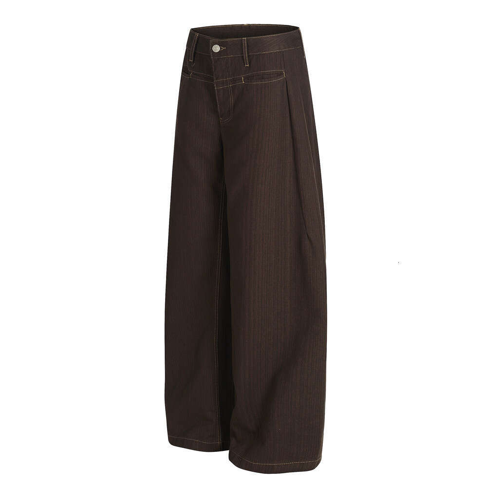 Men's Loose Wide-Leg Jeans Cleanfit Casual Long with Embroidered Pockets Versatile Straight-Leg Pants Trendy