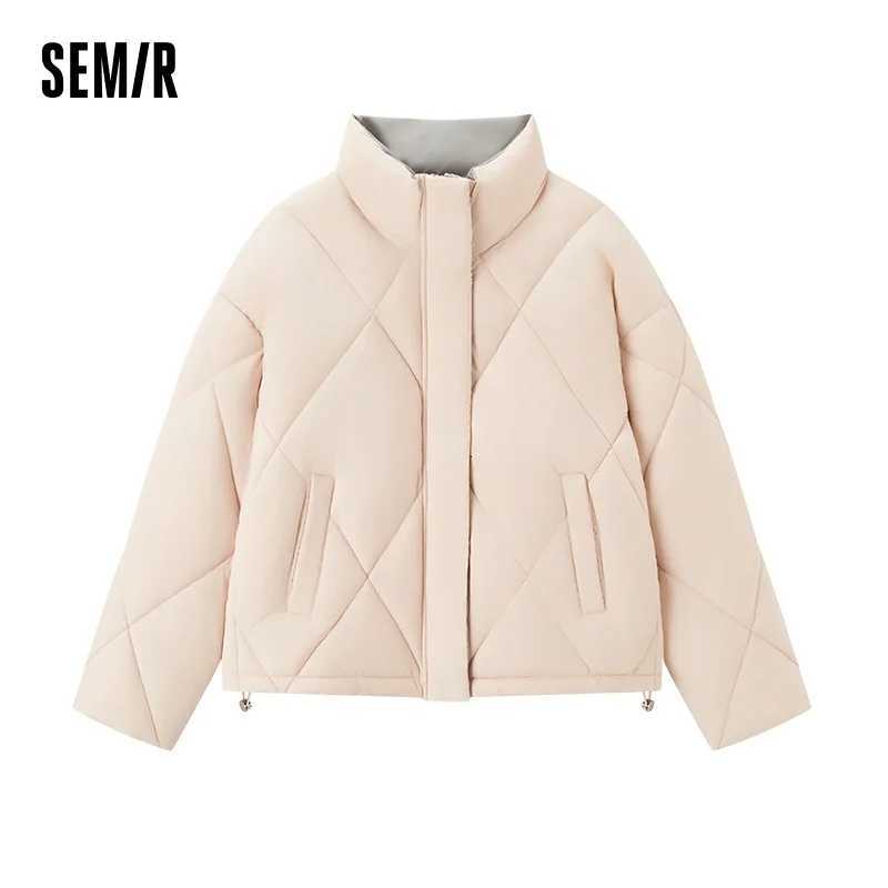 Semir Cotton Padded Jacket Women Diamond Quilted Stand Collar Loose Fit 2025 New Winter Elegant Casual OuterwearT251105
