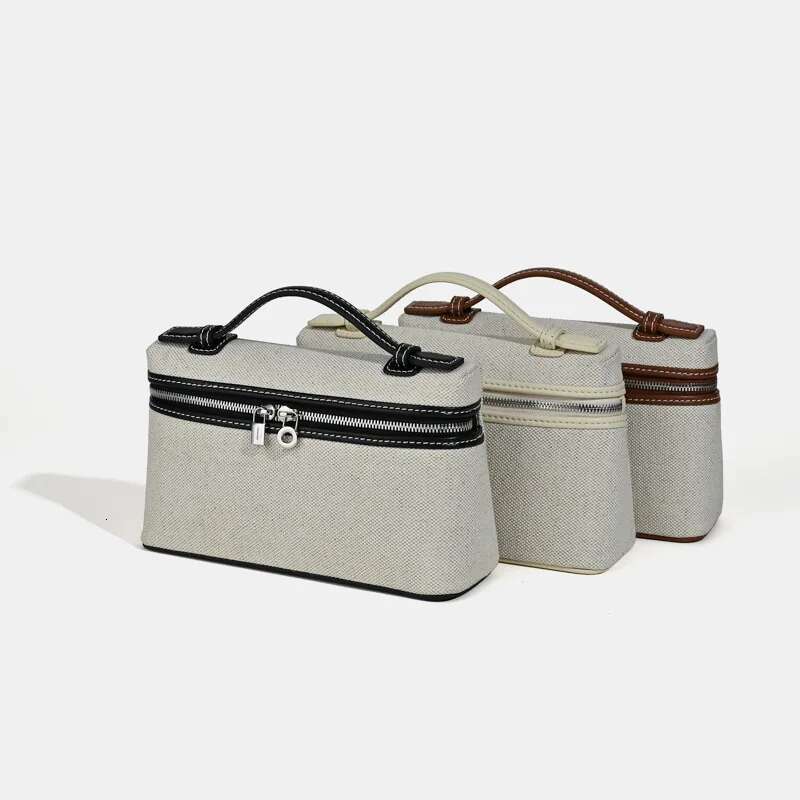 UWUW Women's Small Square Box 2025 Fashion Canvas Patchwork Leather Double Zipper Crossbody Single Bag High Quality