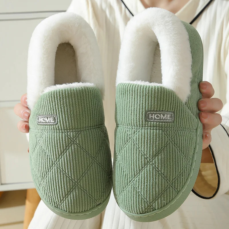 Comwarm Women Slippers Winter Warm Plush Fur Antiskid Cloud Slippers Outdoor Breathable Thick Flat Sole Soft Home Slippers 251031