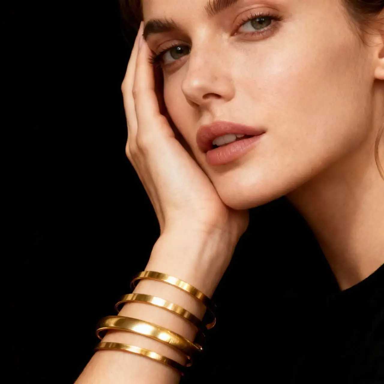 Fashion 316L Stainless Steel Gold Color Bangles Bracelet For Women Jewelry Accessories 4MM/6MM/8MM WideXJ251105