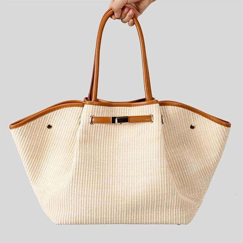 European American Fashion Dump Light High Quality Pu Leather Tote Niche Designer Straw Versatile Commuter Bag