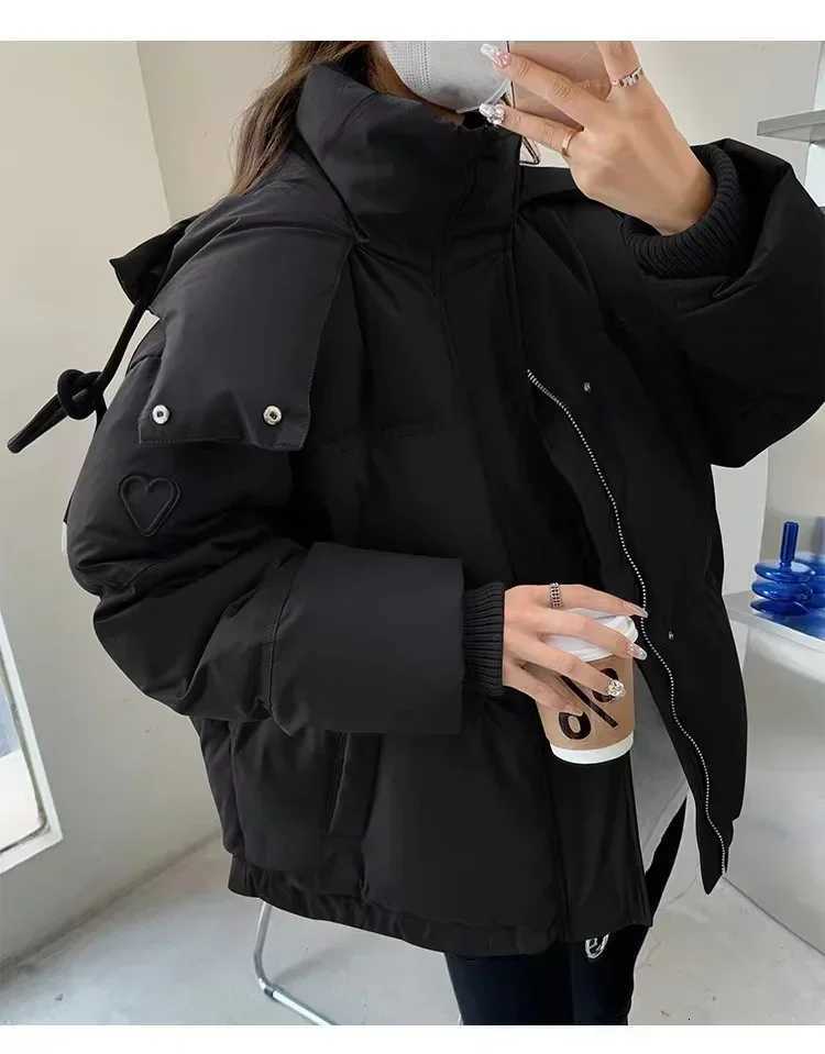 2024 Winter Warm Casual Loose Parkas Womens Down Cotton Jacket Coats Solid Oversize Elegant Female Soft Thick Puffer JacketsT251105