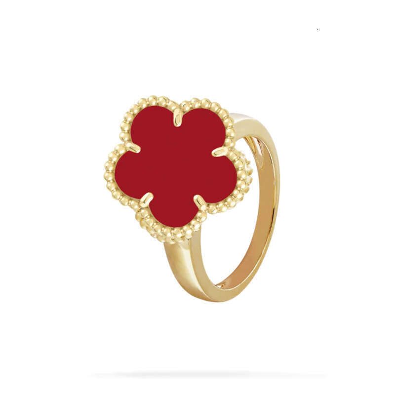 Clover White Fritillaria Ring Diamond free Peacock Stone Fashion Personalized Ring