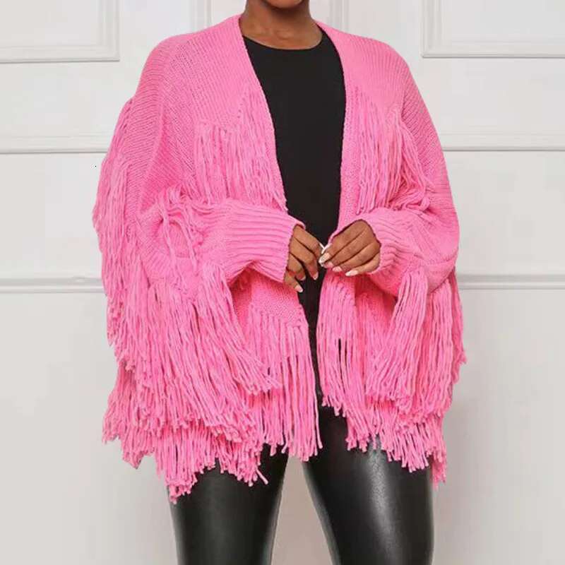 Winter New Arrival Fashion Solid Color Casual Knitted Cardigan For Women Tassel Trendy Loose Tops Female 33A2335