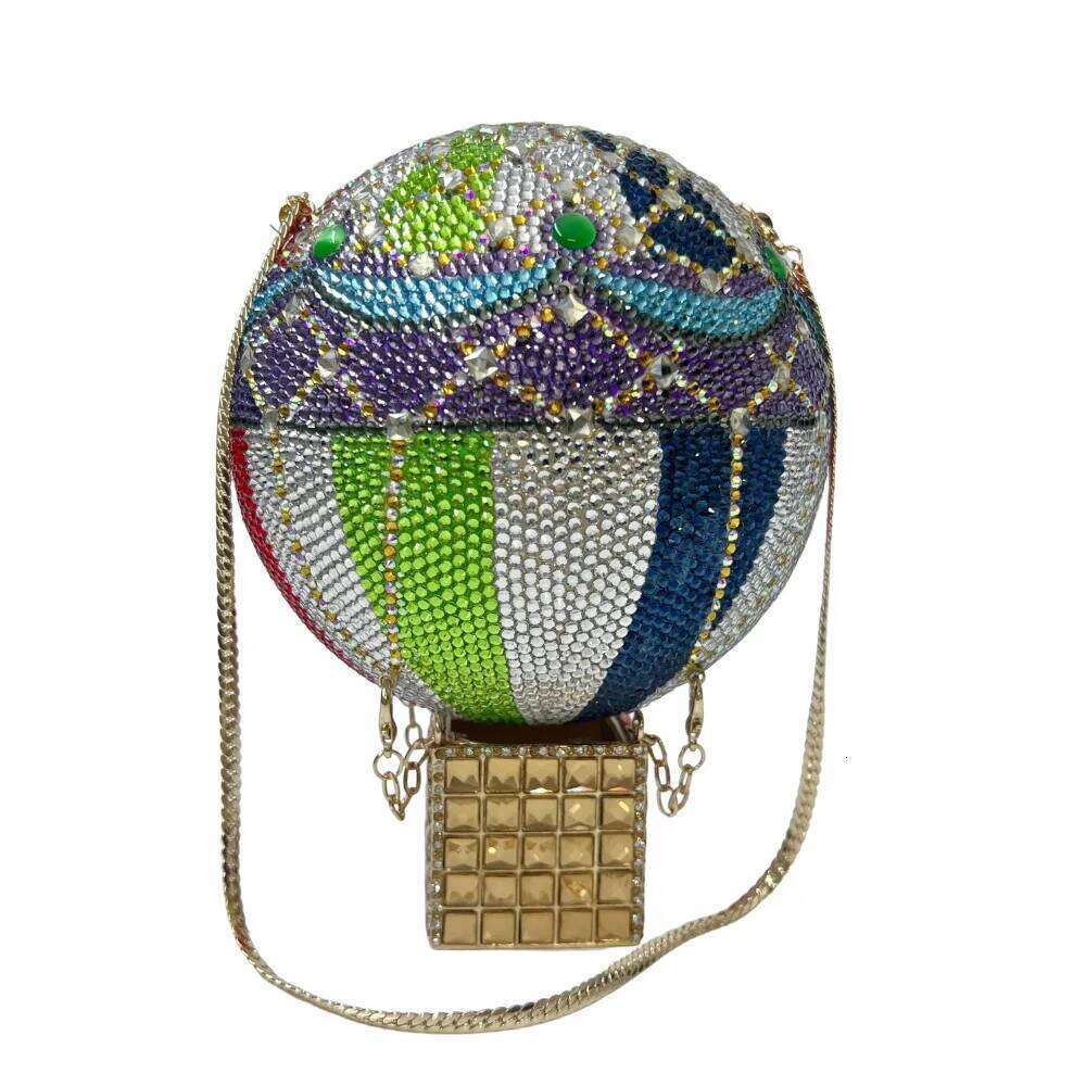 Designer Bags XIYUAN Hot-Air Balloon Evening Bags Women Branded Wedding Bridal Handbag Gold Rhinestone Clutches Crystal Party Purses Hot Selling