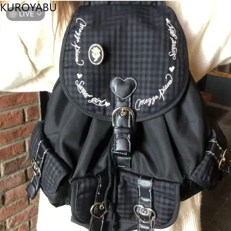 Retro Backpacks Plaid Versatile Fashion School Bag Womens Casual High School Student Lightweight Large-capacity Y2k Backpack 251104