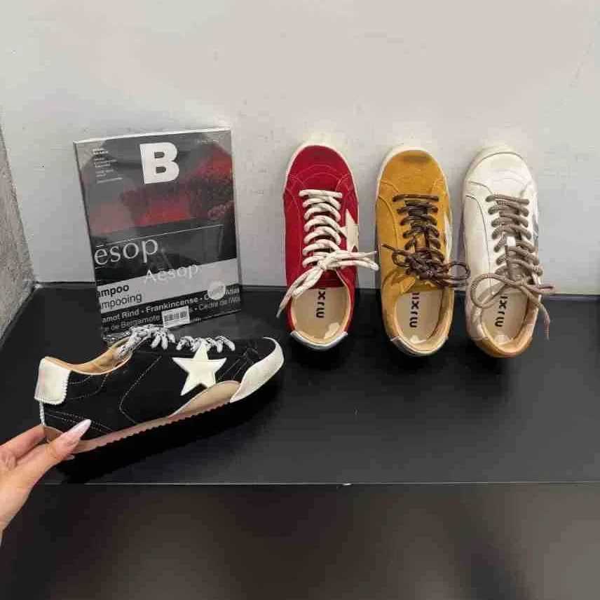 Casual Flat Botted Style Laced Color Rubbing Star Shoes Polyurethane Upgraded Version of Classic White Sneakers Y251105
