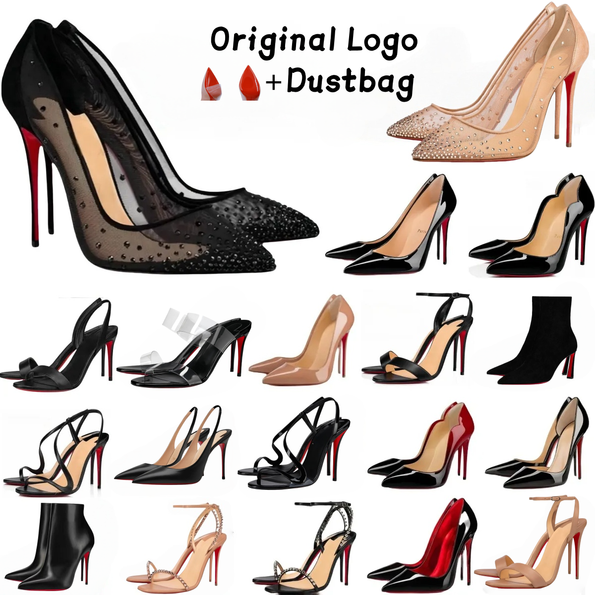 Heels Brand Designer Women High Heels Red Shiny BottomShoes 6cm 8cm 10cm 12cm Stiletto Genuine Leather Sexy New Wedding Pumps With Dust Bag EUR38-44 With Red Dustbag