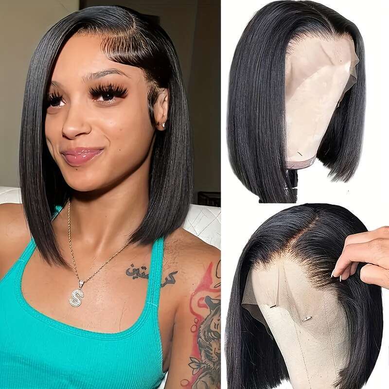 8-34 Inch HD Front Pre Plucked Hairline 13X4 Straight Human For Women Brazilian Lace Frontal Wigs With Baby Hair Free Part