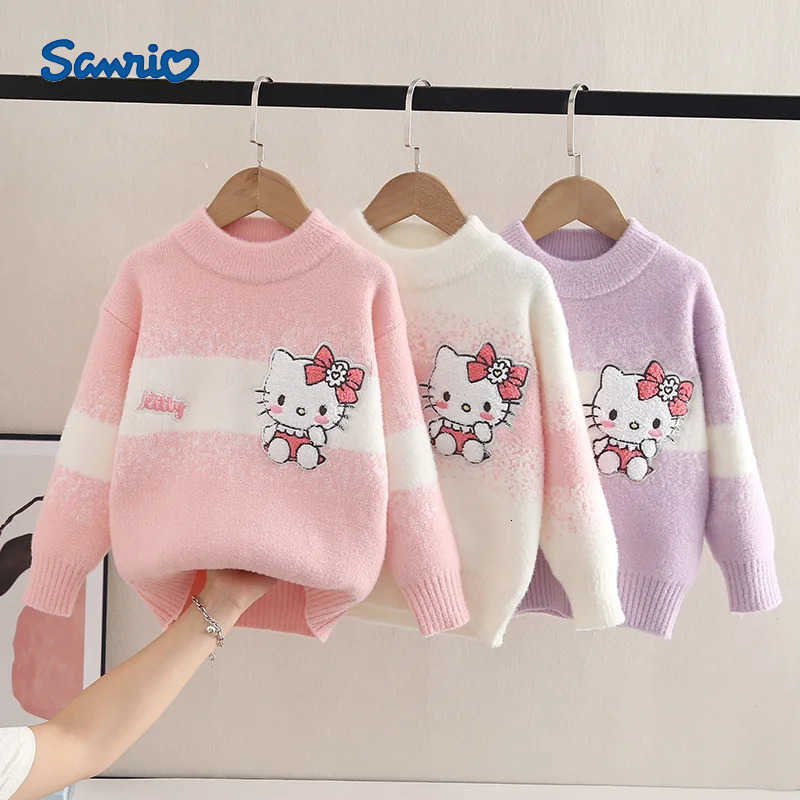 Sanrio Hello Kitty Sweater Autumn Winter Cute Pullover Knitted Sweater Cartoon Bottoming Shirt Childrens Leisure Base Top Gift H251105