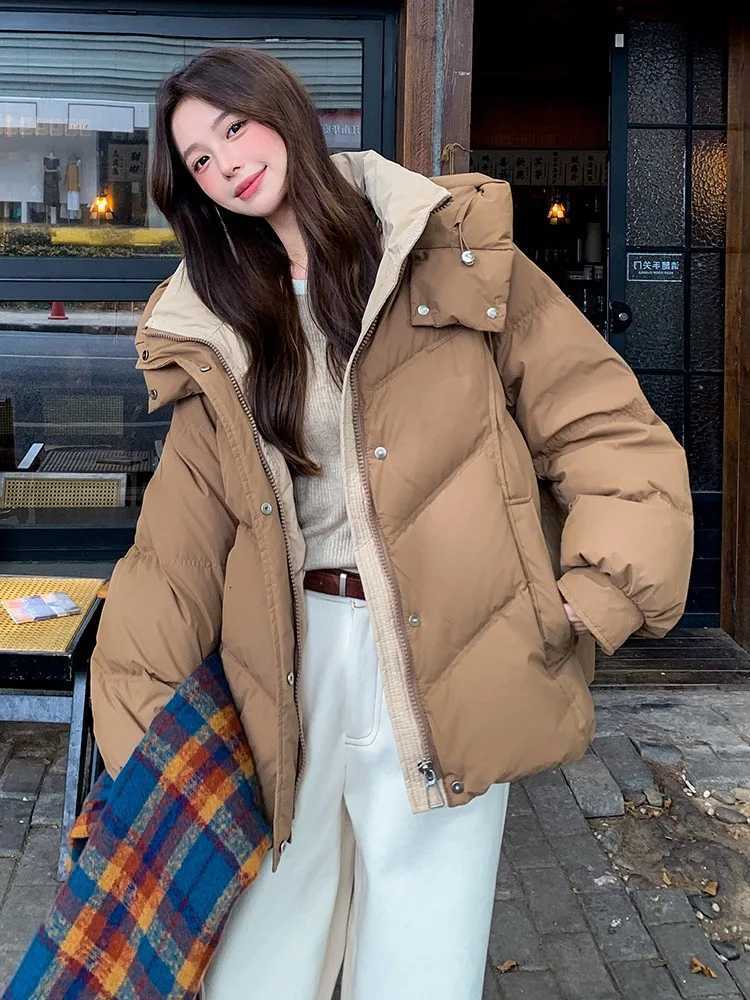 Hooded Down Jackets Women Winter Coats New Korean Style Students Loose Casual Short Thick Warm Quilted Coat Women ClothingT251105