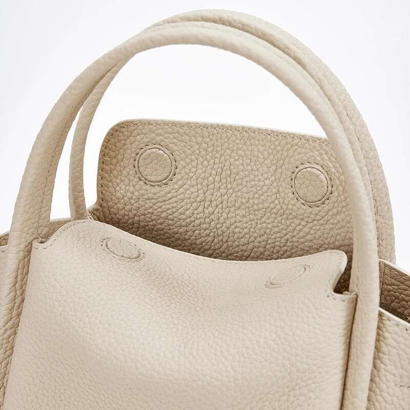 KOKOPEAS Genuine Leather Basket Handbag Brand Design Magnetic Buckle Shoulder Phone Purse Ladies Crossbody Commuter Bag