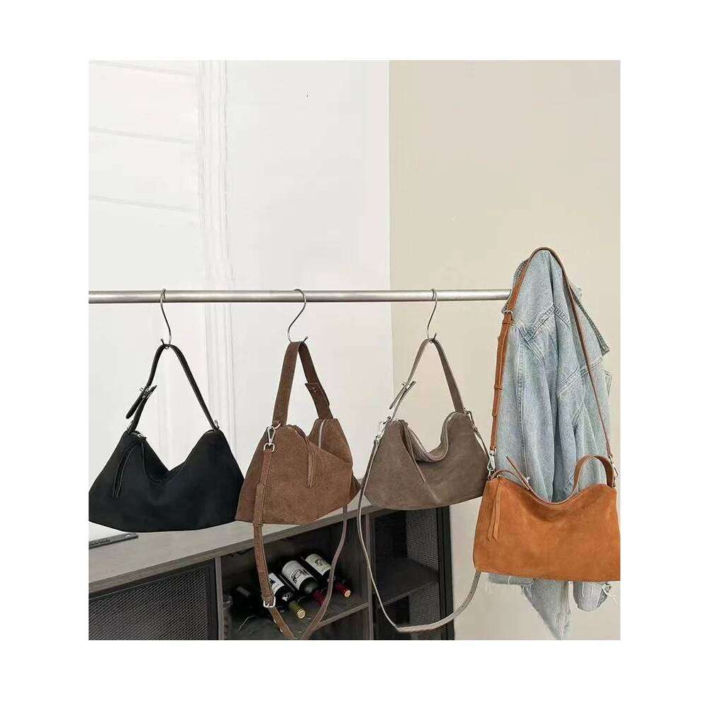 Designer Underarm Fashion Grey Brown Roomy Big Boston Tote Soft Matte Suede Cow Leather Women's Handbag Shoulder Bag 251105