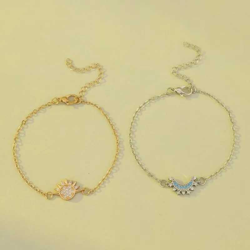 1/2Pcs Adjustable Couple Bracelets Set Sparkling Cubic Zirconia Sun and Moon Bracelet for Women Party Wedding Jewelry GiftXJ251105