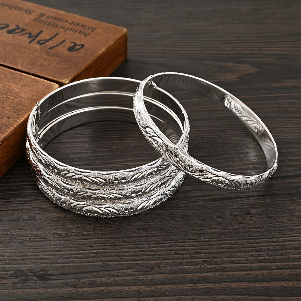 65MM Silver Plated Bangle Fashion Dubai Bride Wedding Ethiopian Bracelet Africa Jewelry Charm Bracelet Party Gifts 251031