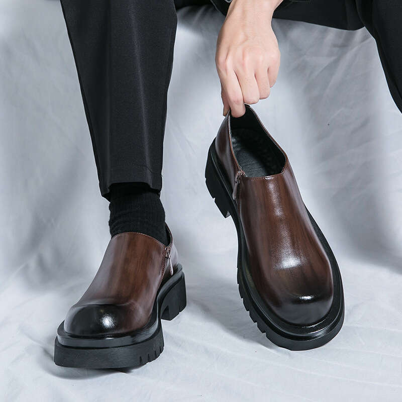 Large men's big toe 2024 Spring and Autumn new item, one foot low top, British style thick soled black Martin shoes