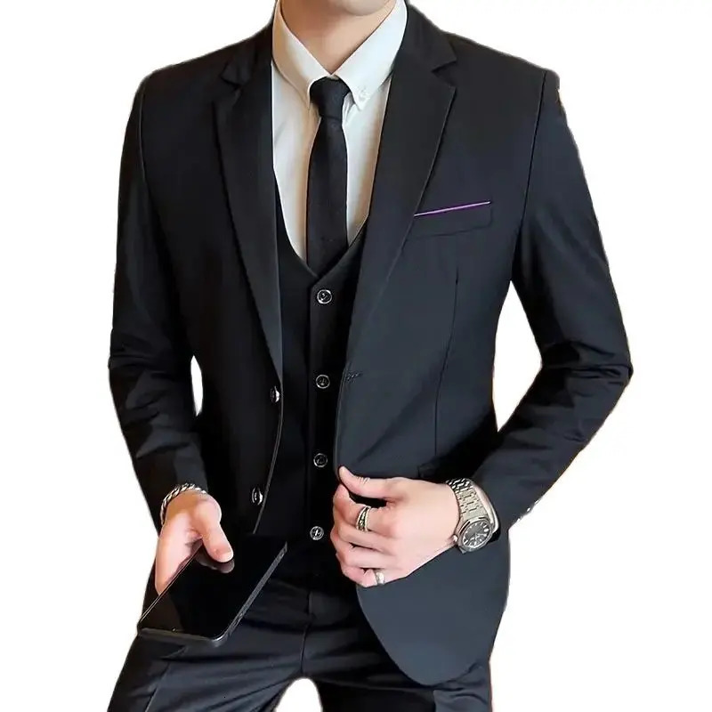 Boutique 6XL PioneerTank TopTrouthers Mens Fashion Business Italian Style Wedding Gentleman Dress Formal 3-Piece 250402