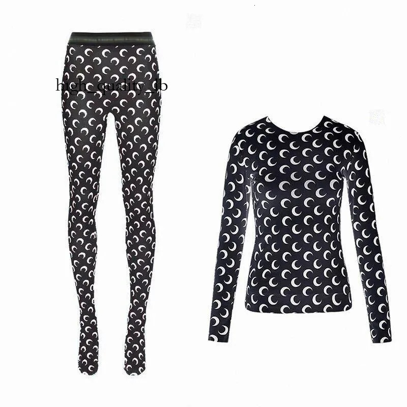 Marine Sierre Leggings Fashion high quality Pants Womens Leggings Half Moons Shaped Pantyhose Casual Top T-Shirt Womens Designer Marine Serree Pants bff