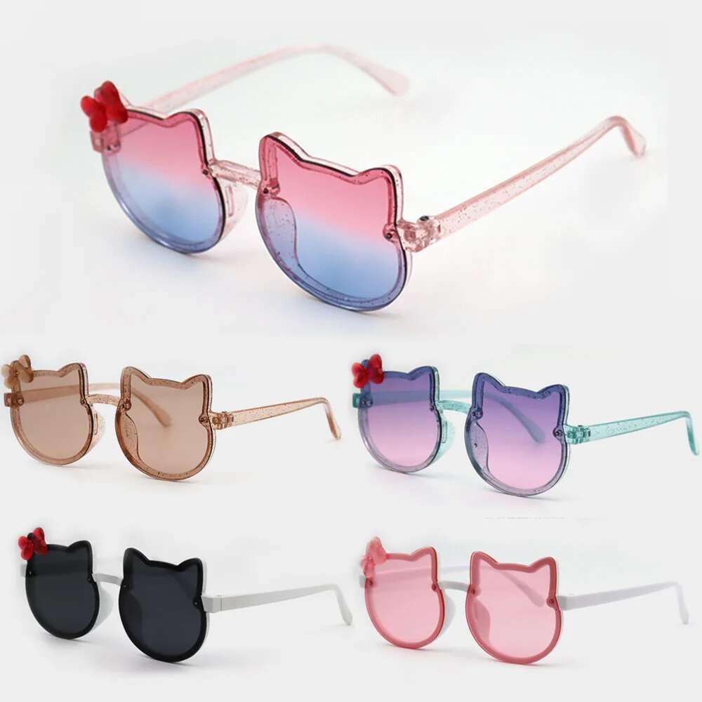 Glitter Cartoon Bowknot Cat Shaped Children Sungalsses Anti-UV Sunscreen Sunglasses Kids Fashion Eye Glasses Kid Outdoor Eyewear