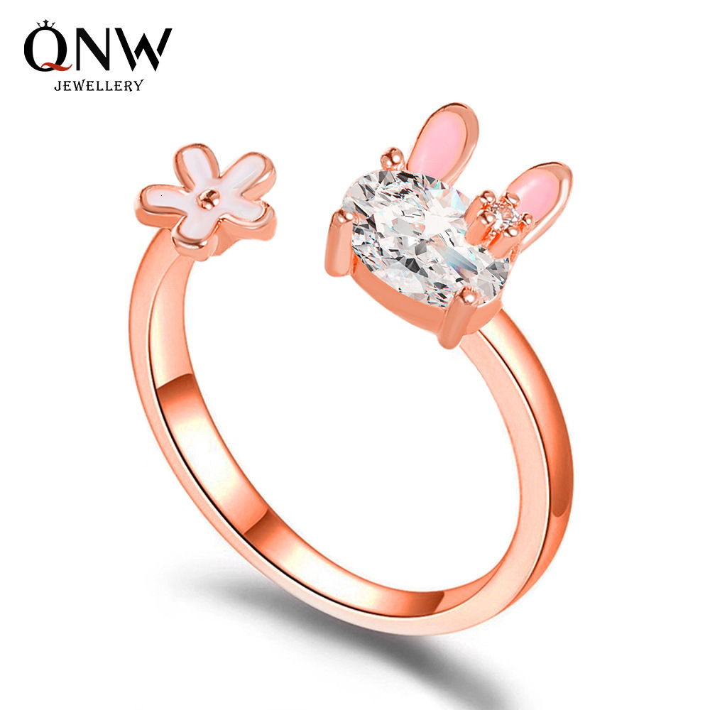 Japanese and Korean Cute Bunny Sweet Girl Heart Flower Index Finger for Women Ins Internet Celebrity Open Ring