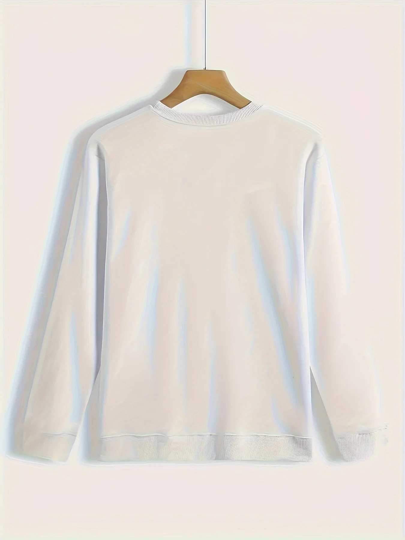 Womens autumn and winter casual loose and warm ITALIA pattern printed comfortable plus velvet long sleeved round neck pulloverT251105