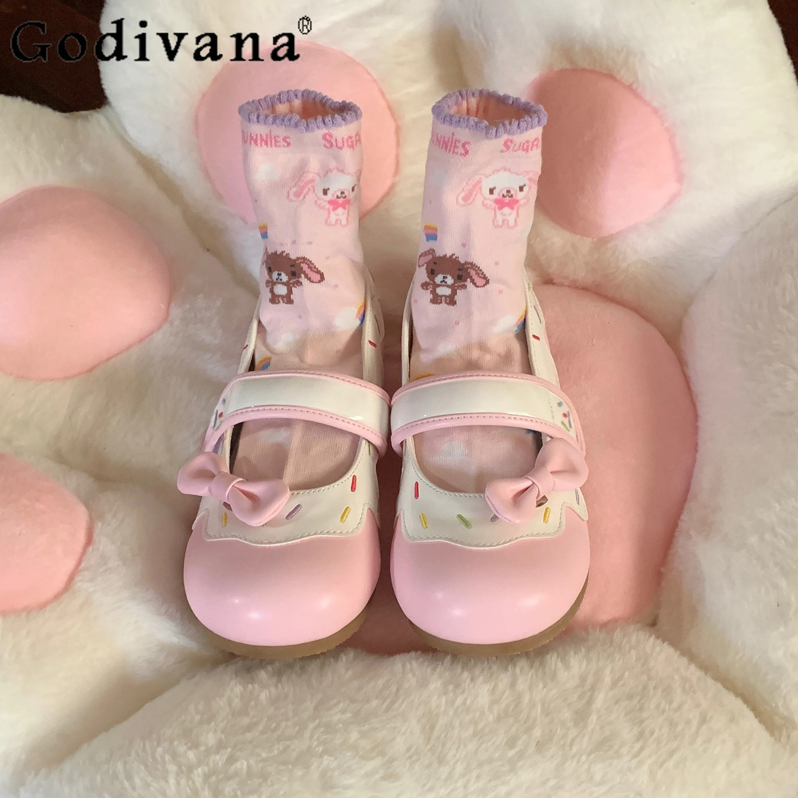 Cute Sweet Flat Shoes Summer Heels Mary Jane Round Head Shoe for Women Casual Chunky Heels Pumps 251103