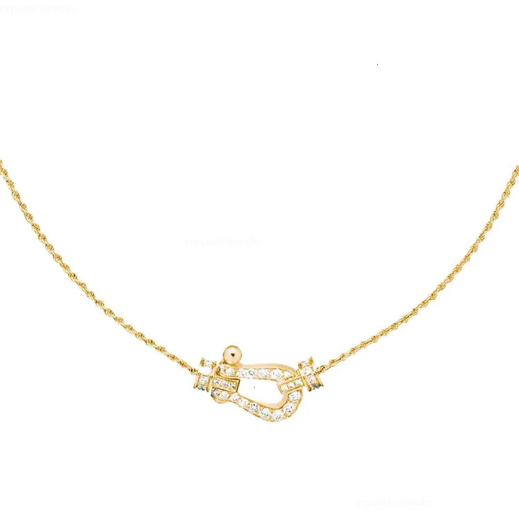 Designer Jewelry High Version Fredly Jewelry New Horseshoe Classic Hemp Rope Necklace Womens Rose Gold Full Diamond Full Series 2C8