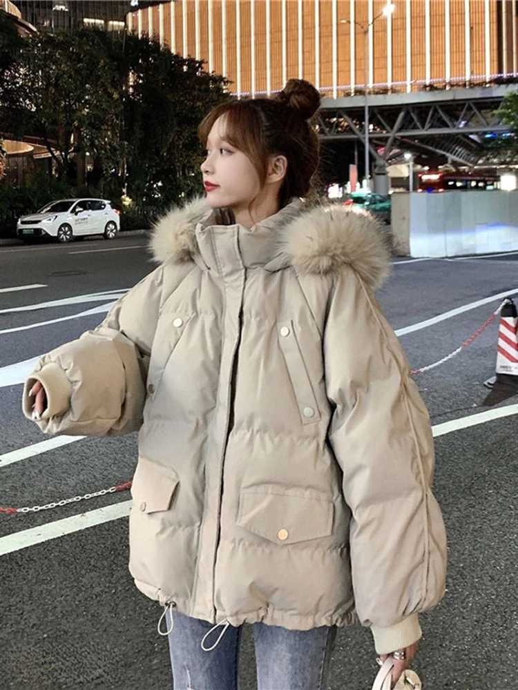 2025 Cotton Padded Faux fur collar Parka New Fashion Cotton Autumn Winter Jacket Women Thick Warm Parkas Female OuterwearT251105