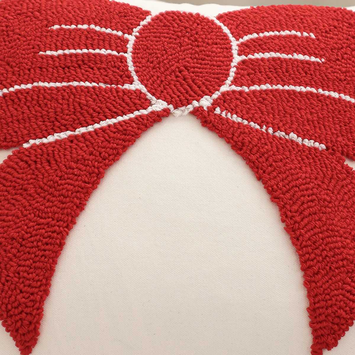 Tufted Throw Pillow Cover Christmas Decoration Canvas Christmas Tree Bow Gift Winter Farmhouse Home Sofa Living Room Y251105