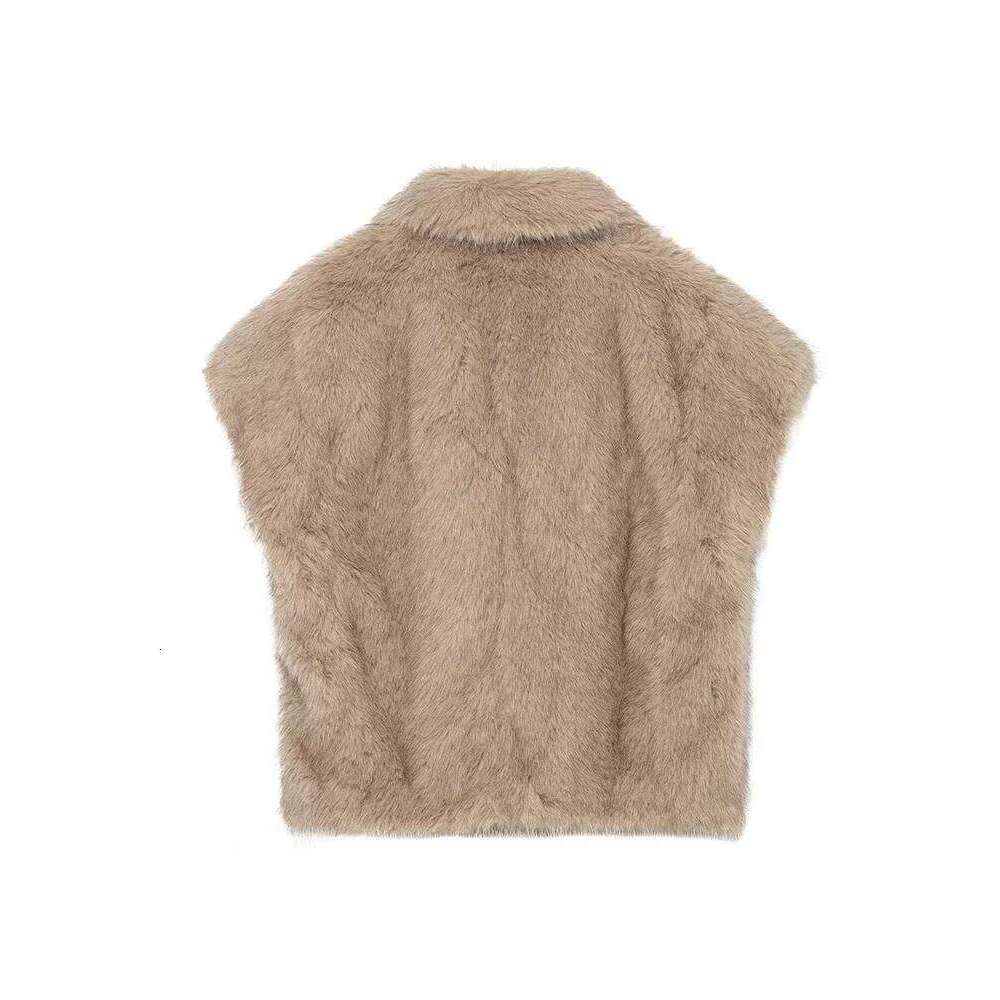 TFMLN New Women Light Vest Coat Fashion Faux Sleeveless Winter Warm Loose Lapel Female Chic Fur Waistcoat