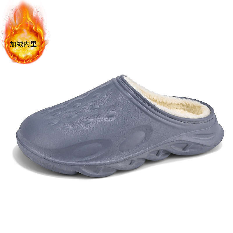 Large size slippers men in winter 2023, suitable indoor living, anti slip, waterproof, warm and thick bottom, made of plush cotton for home use