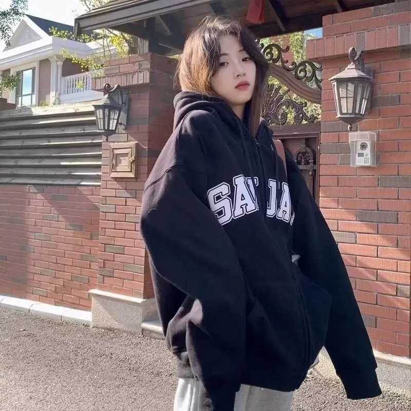 Spring and Autumn Retro Style Drawstring Hoodie Design Casual Loose and Versatile Long Sleeve Letter Printed HoodieT251105
