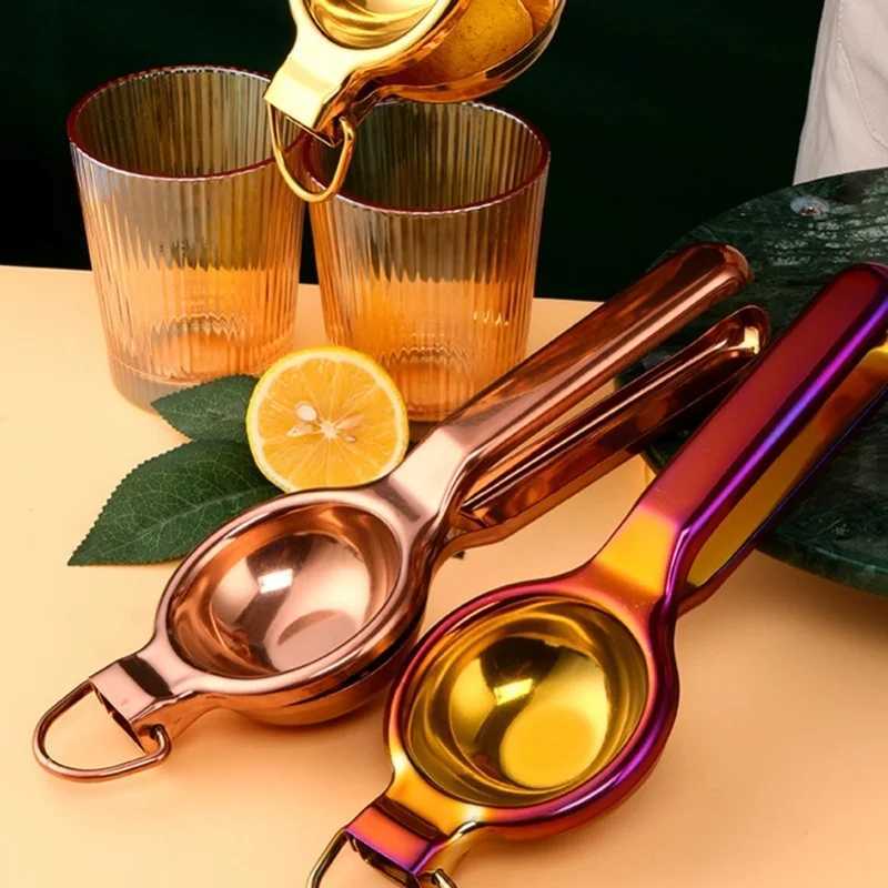 Lemon Squeezer Stainless Steel Ergonomic Ultra Long Handle Hand Held Juicer With Lifting Ring For Kitchen Gold C251105