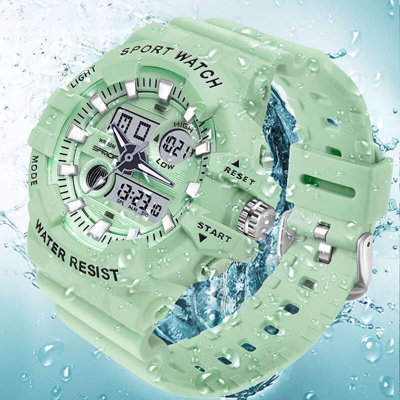 DHwatches Sanda Trendy Sports Electronic Fashion Dual Display Large Dial Luminous Waterproof Unisex Versatile Watch