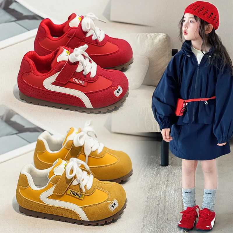 Childrens Sneakers 2-12 Years Old Yellow Leather Boys Girls Casual Shoes Four Seasons Models Red Fashion with Kids Board ShoesT251105