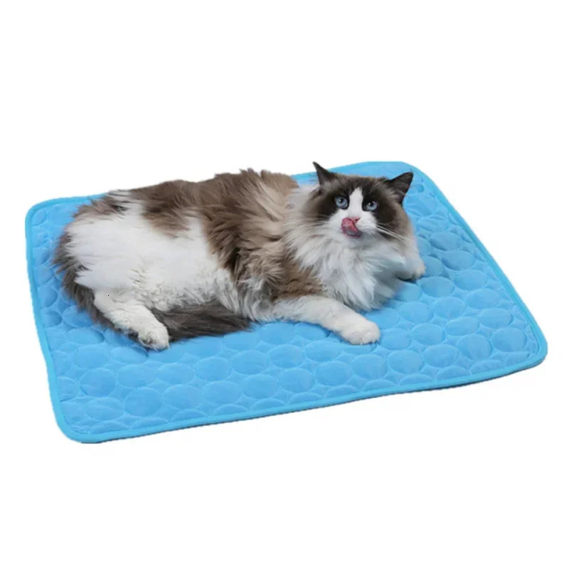Summer Dog Mat Cooling Summer Pad Mat for Dogs Cat Washable Puppy Big Dog Ice Gel Bed Mattress Cool Mascotas Cushion Blanket 250402